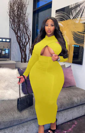 Plus Size Women's Casual Solid Color Fashion Dress