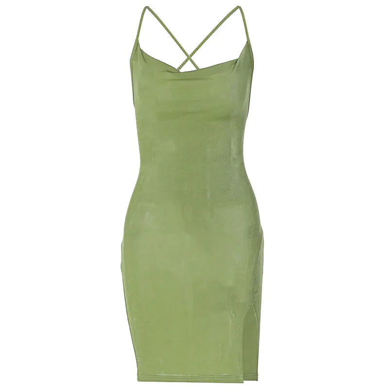 Backless Spaghetti Strap Split Dress for Women