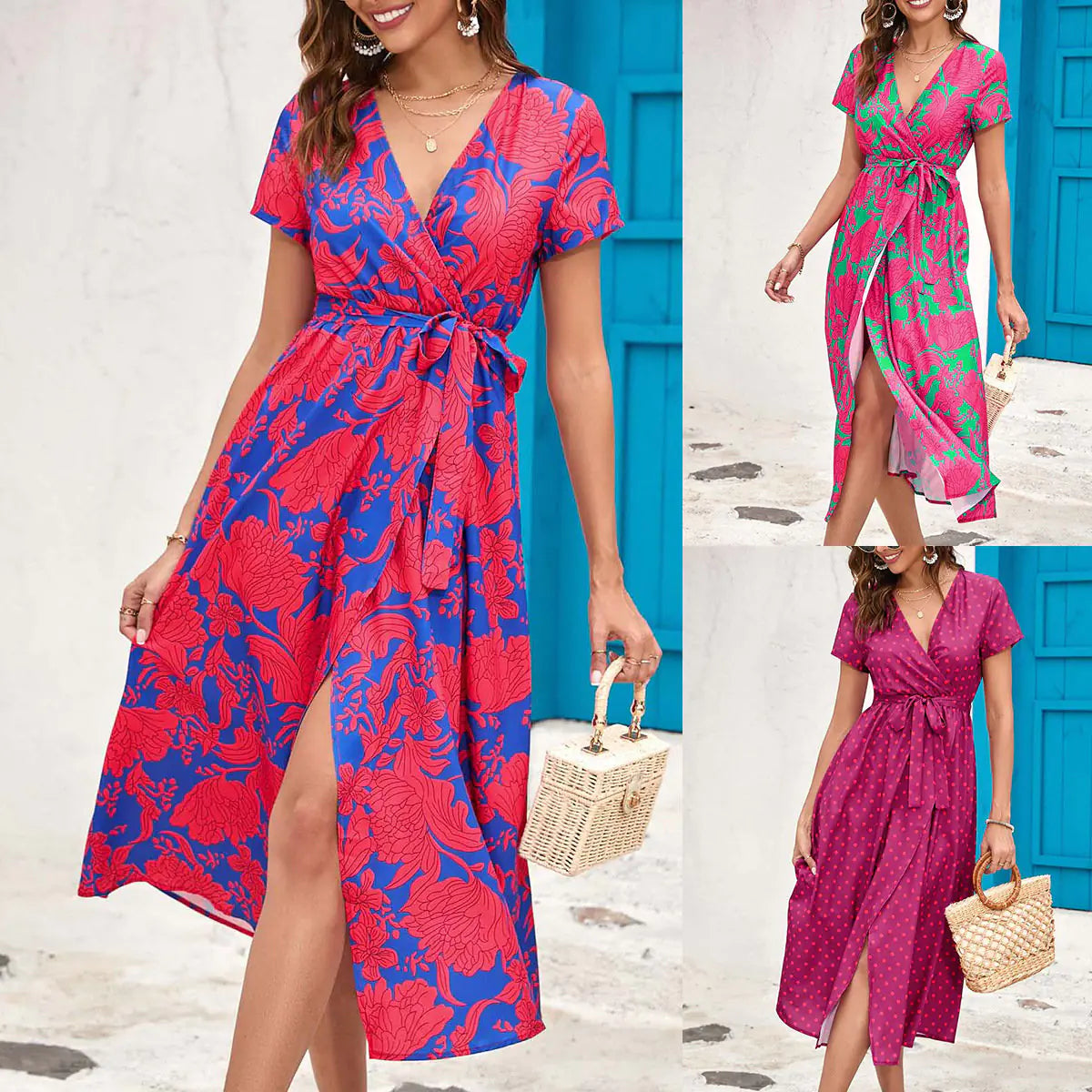 Printed Short Sleeved Dress - Stylish and Elegant