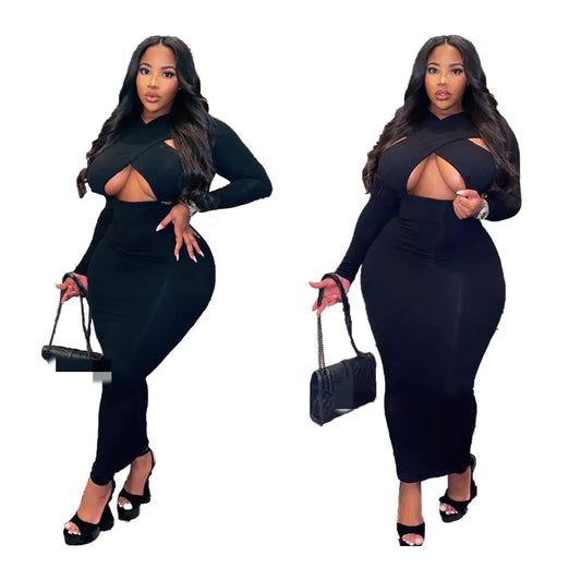 Plus Size Women's Casual Solid Color Fashion Dress