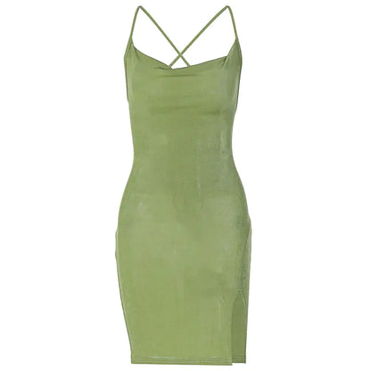Backless Spaghetti Strap Split Dress for Women